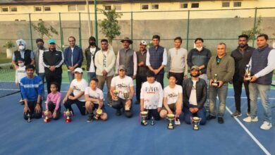 Photo of IGP Jammu Zone (Chief Guest ) distributes prize on the completion of 10 day lawn tennis tournament Police is committed to encouraging sports in all forms;IGP