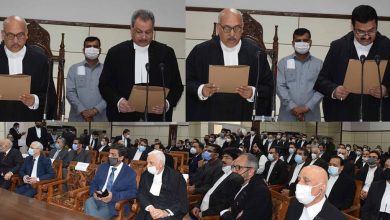 Photo of Chief Justice administers oath of office to newly appointed Judges