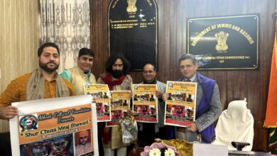 Photo of Dr. Arvind Karwani Relief Commissioner J&K (M) releases Two Kashmiri Bhajans Sung By Kanwal Peshin renowned artist Produced by Athrot Cultural Foundation